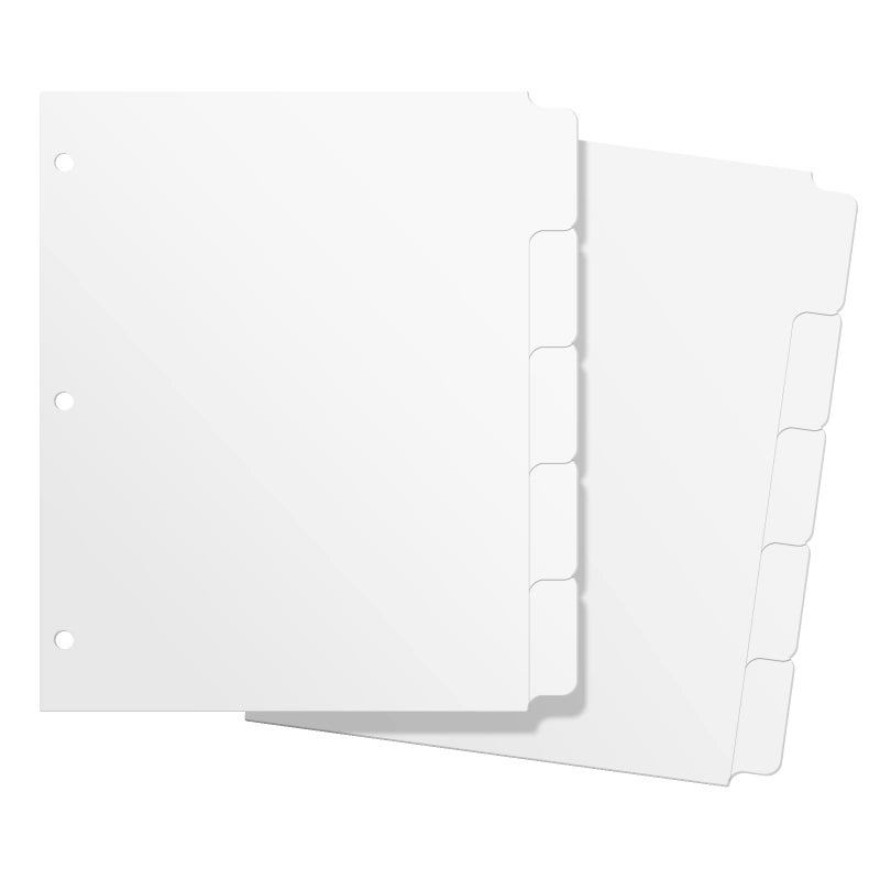 Homakover 3 Ring Binder Dividers with 5 Tabs, Write & Erase Plastic Binder Dividers Durable 3 Hole Punch Dividers Letter-Size 1/5 Cut Big Tabs Dividers, 2 Set, 10 Dividers Total - Image 1